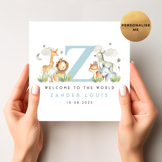 Safari New Baby Card For Little Boy