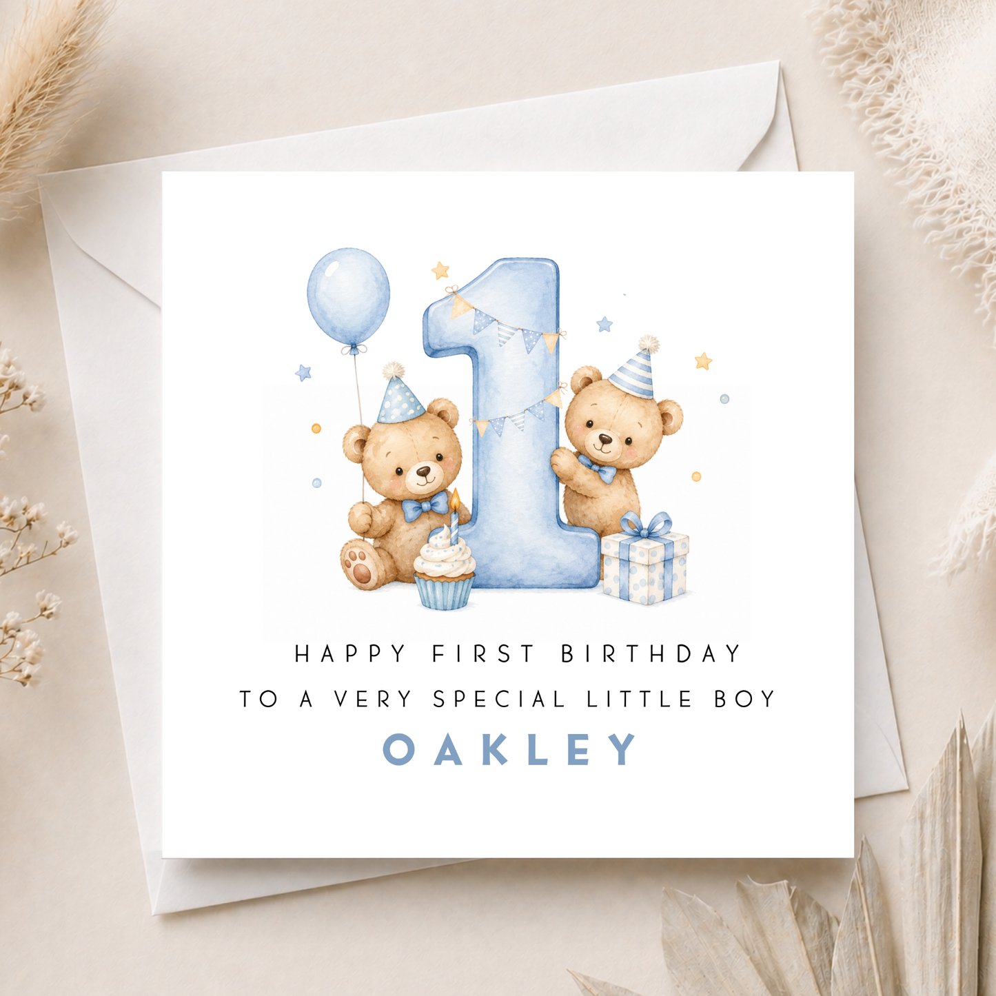 Teddy Bear First Birthday Card