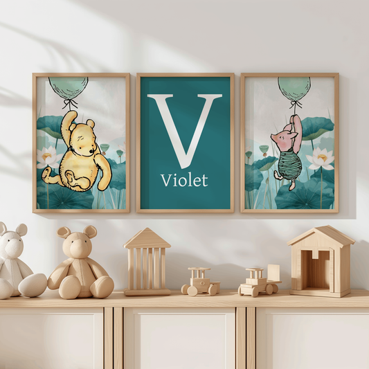 3x Winnie The Pooh Nursery Prints