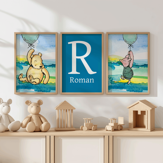 3x Winnie The Pooh Nursery Prints