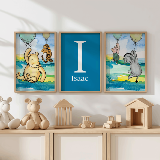 3x Winnie The Pooh Nursery Prints