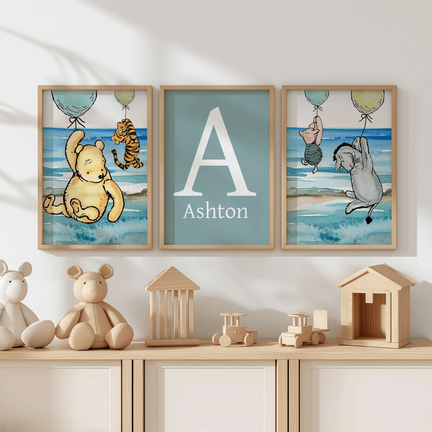 3x Winnie The Pooh Nursery Prints