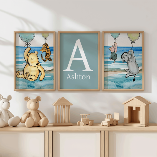 3x Winnie The Pooh Nursery Prints