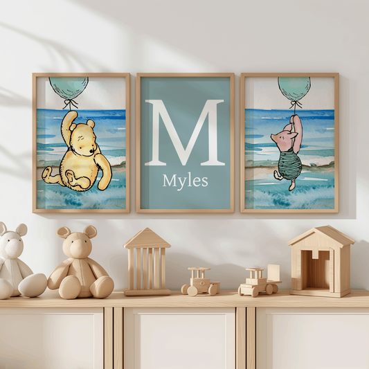 3x Winnie The Pooh Nursery Prints