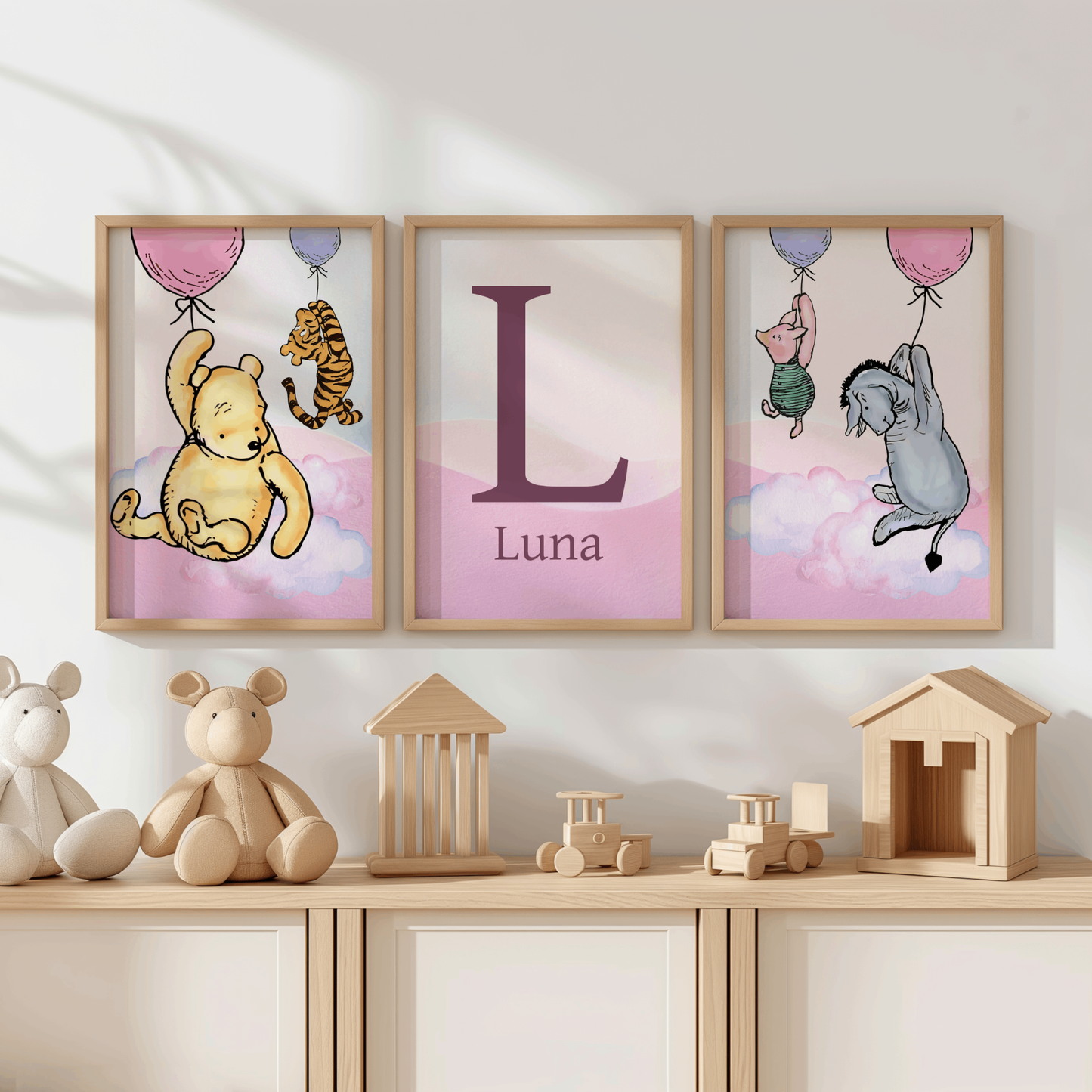 3x Winnie The Pooh Nursery Prints