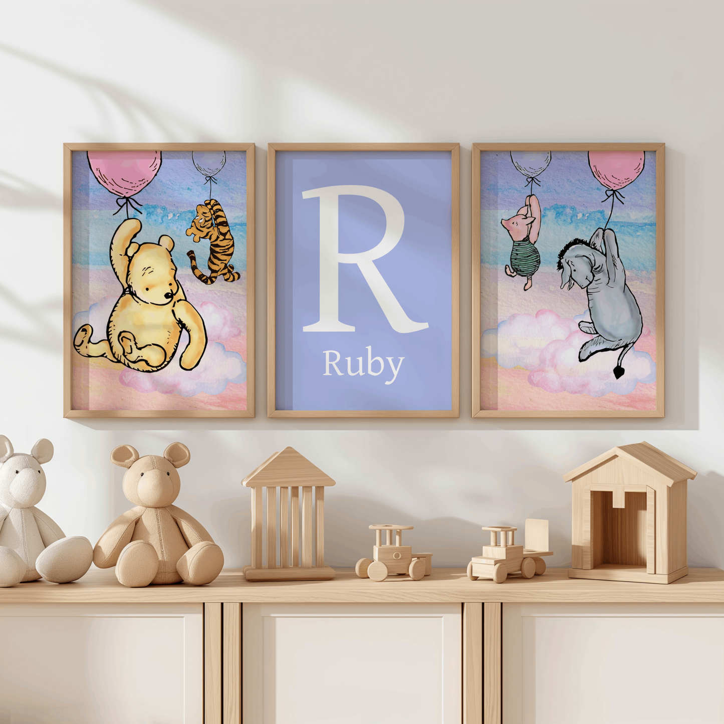 3x Winnie The Pooh Nursery Prints