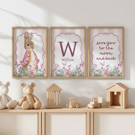 3x Peter Rabbit "To The Moon And Back" Prints