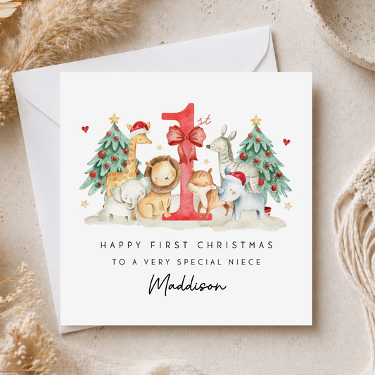 Safari Animal First Christmas Card