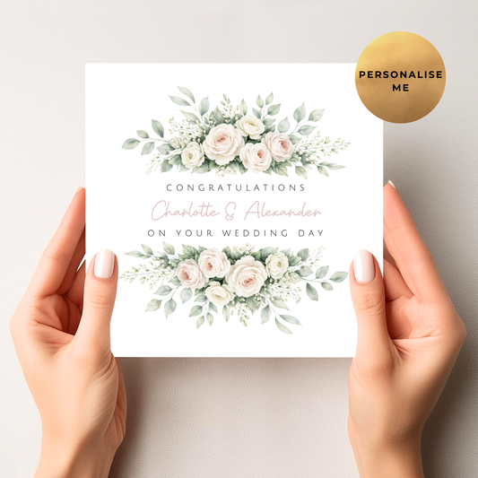 Delicate Floral Wedding Card