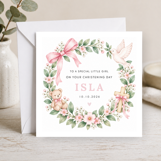 Christening Card For Little Girl