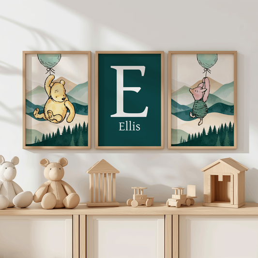 3x Winnie The Pooh Nursery Prints