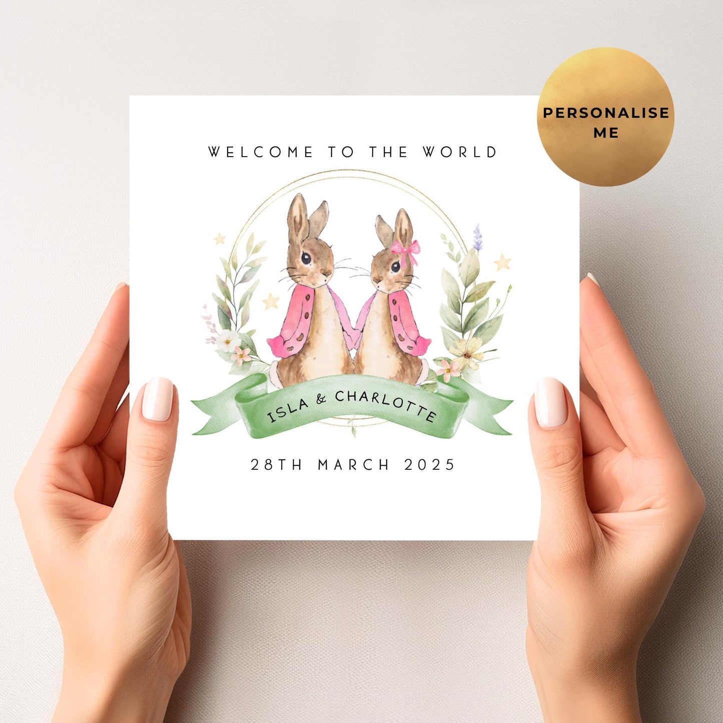 New Baby Card For Twin Girls