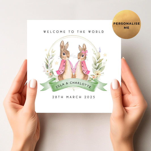 New Baby Card For Twin Girls