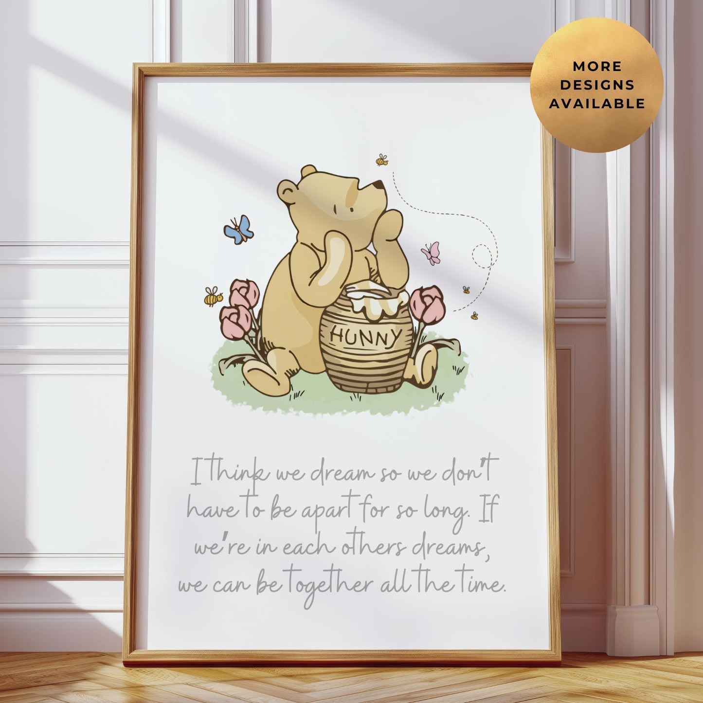 Winnie The Pooh "Dream So We Can Be Together" Nursery Print