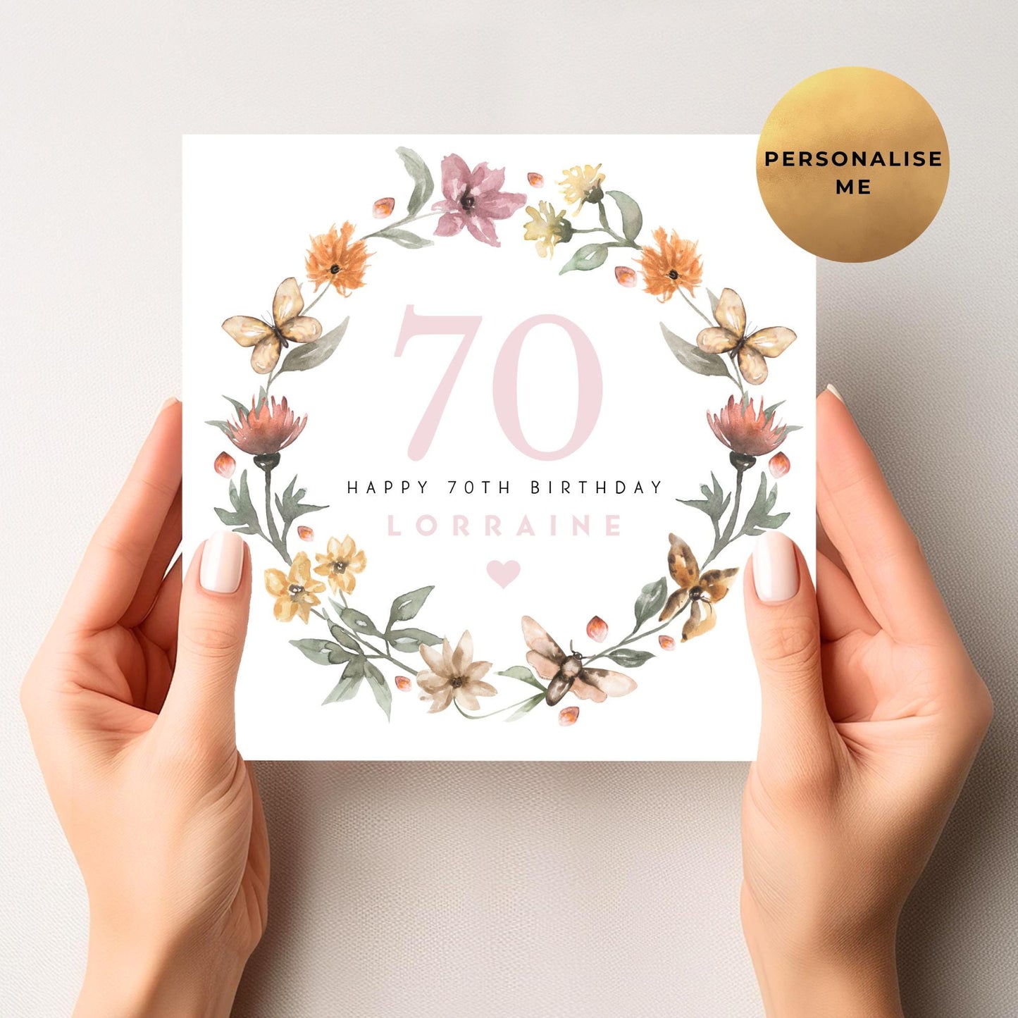 Floral 70th Birthday Card