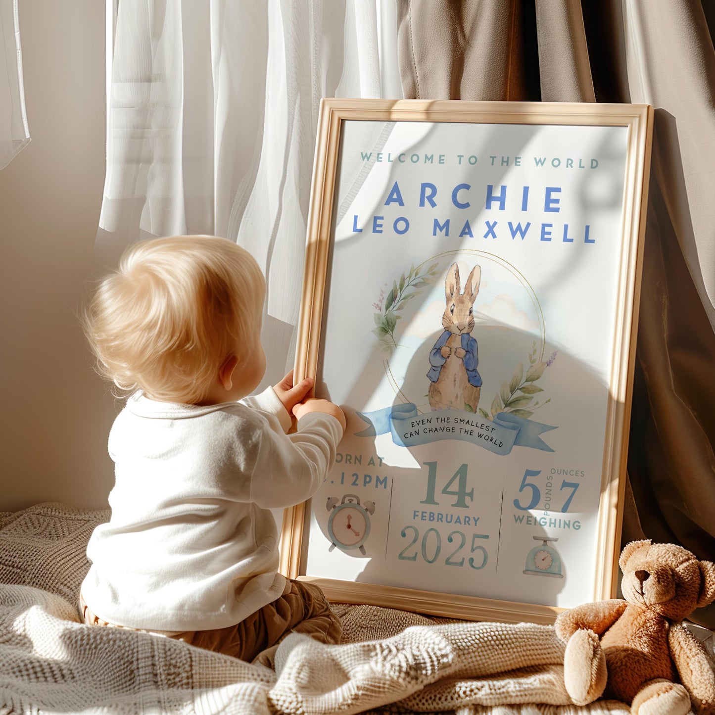 Peter Rabbit New Baby Birth Details Print