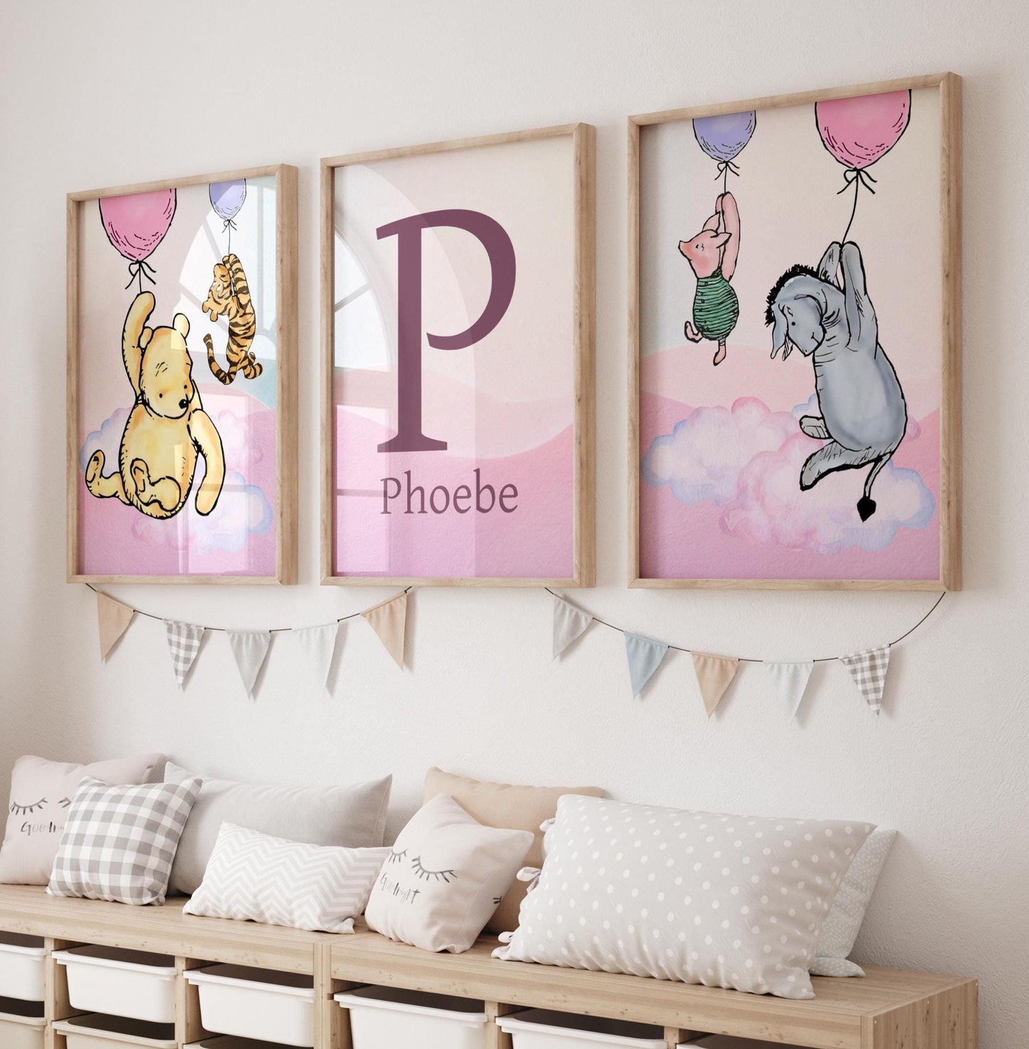 3x Winnie The Pooh Nursery Prints