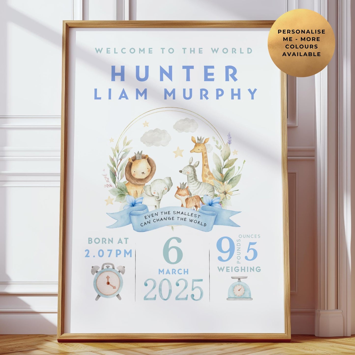 Safari New Baby Birth Details Print