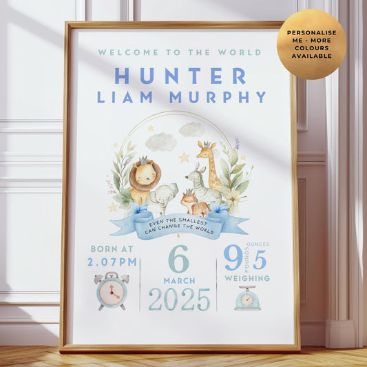 Safari New Baby Birth Details Print