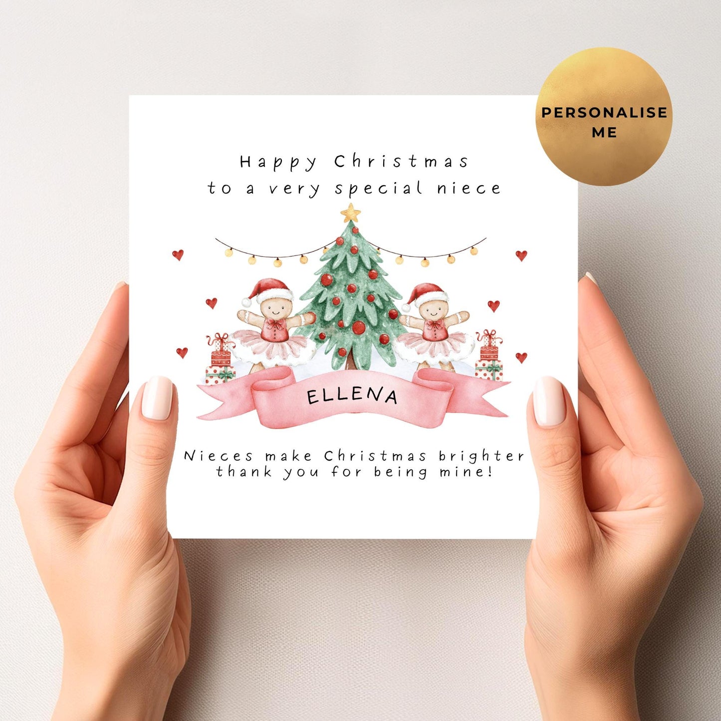 Gingerbread Christmas Card For Little GIrl