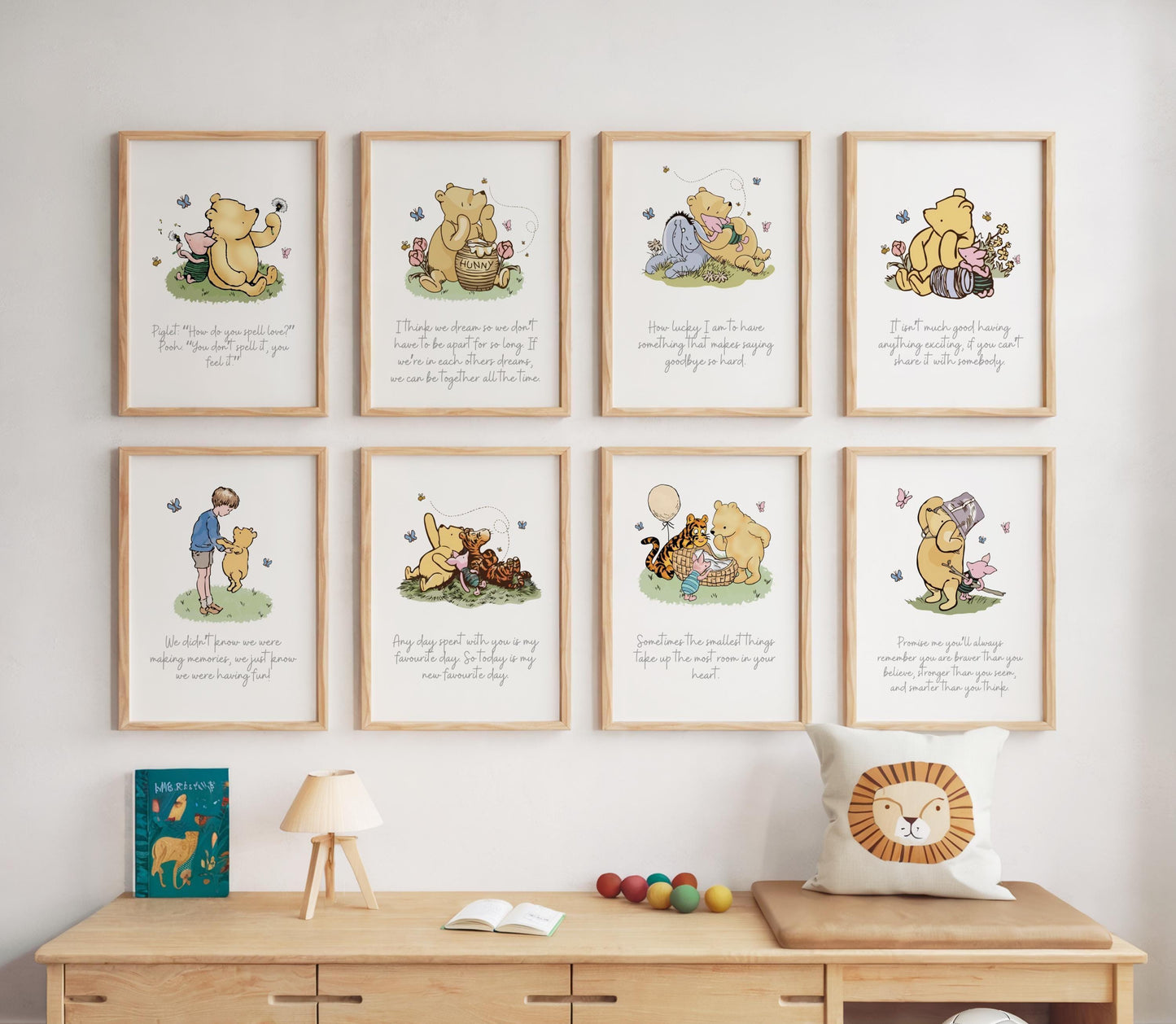 8x Winnie the Pooh Nursery Prints