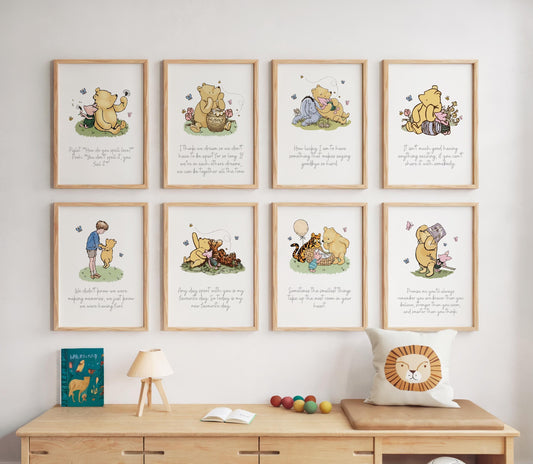 8x Winnie the Pooh Nursery Prints