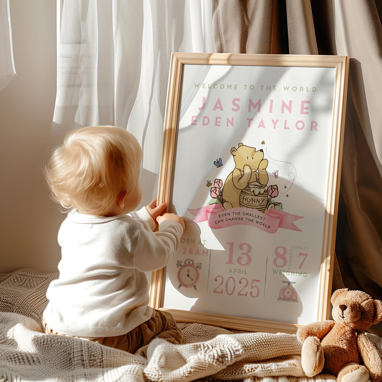 Winnie The Pooh Baby Birth Details Print