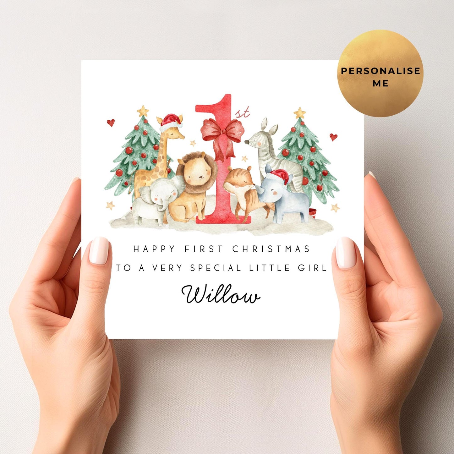 Safari Animal First Christmas Card