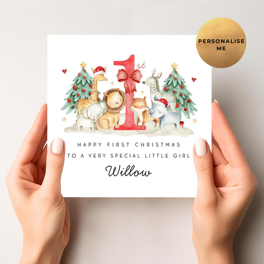 Safari Animal First Christmas Card