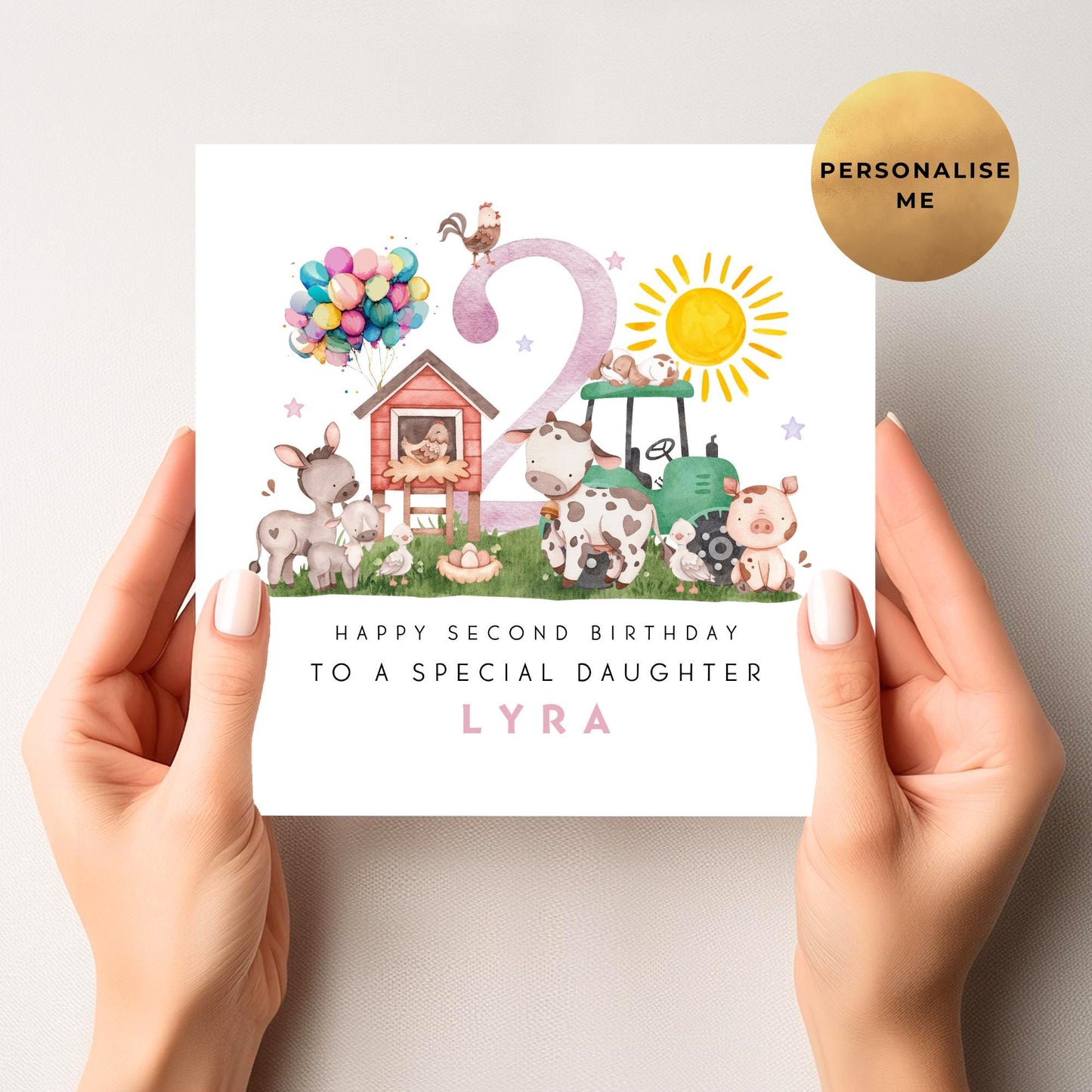 Farm Yard Birthday Card For Little Girl