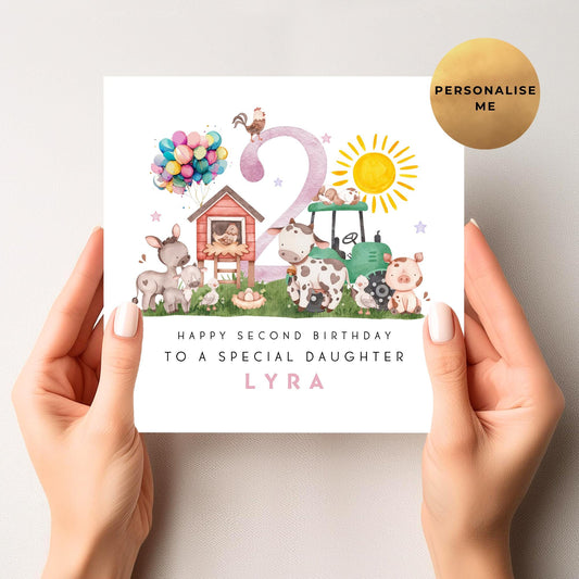 Farm Yard Birthday Card For Little Girl
