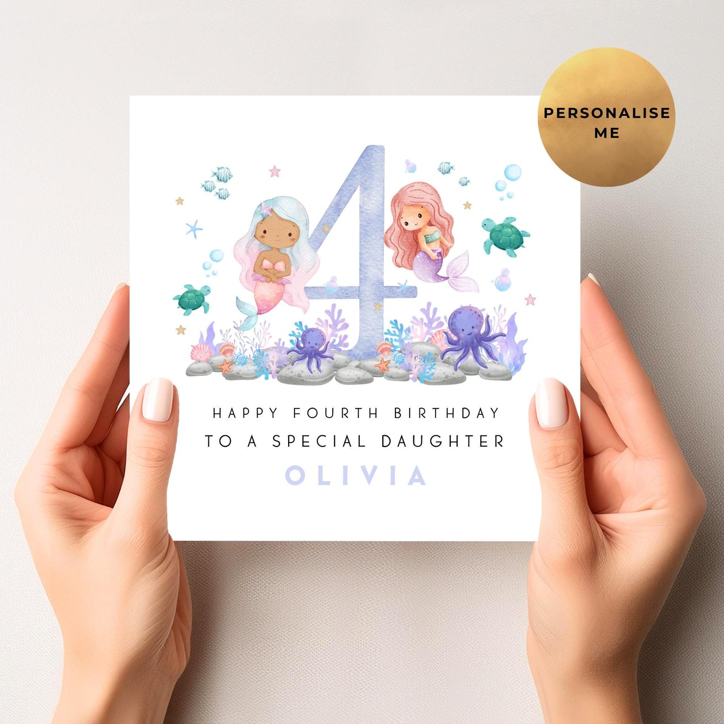 Mermaid Birthday Card For Little Girl