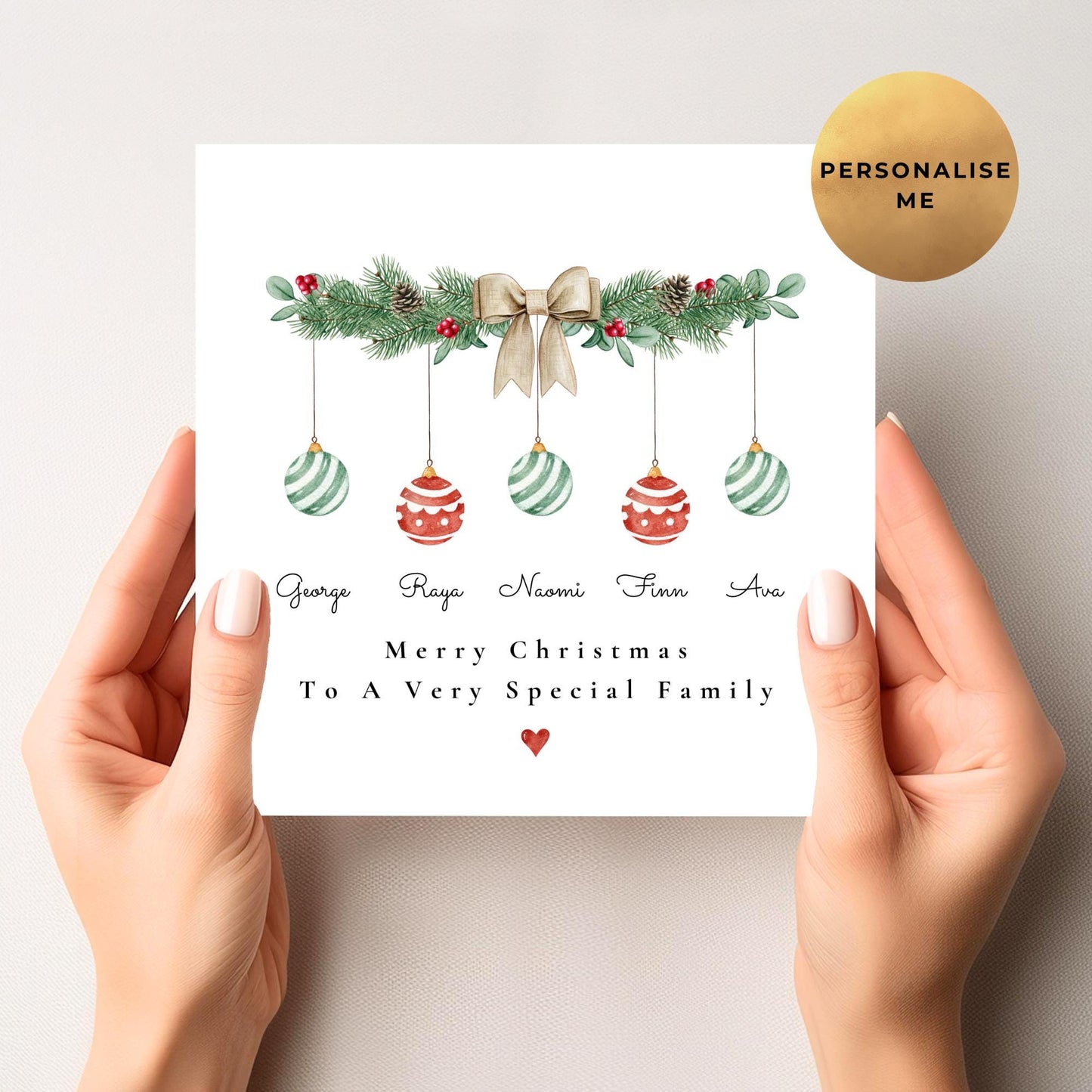 Bauble Family Christmas Card