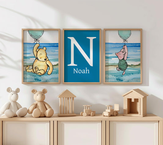3x Winnie The Pooh Nursery Prints