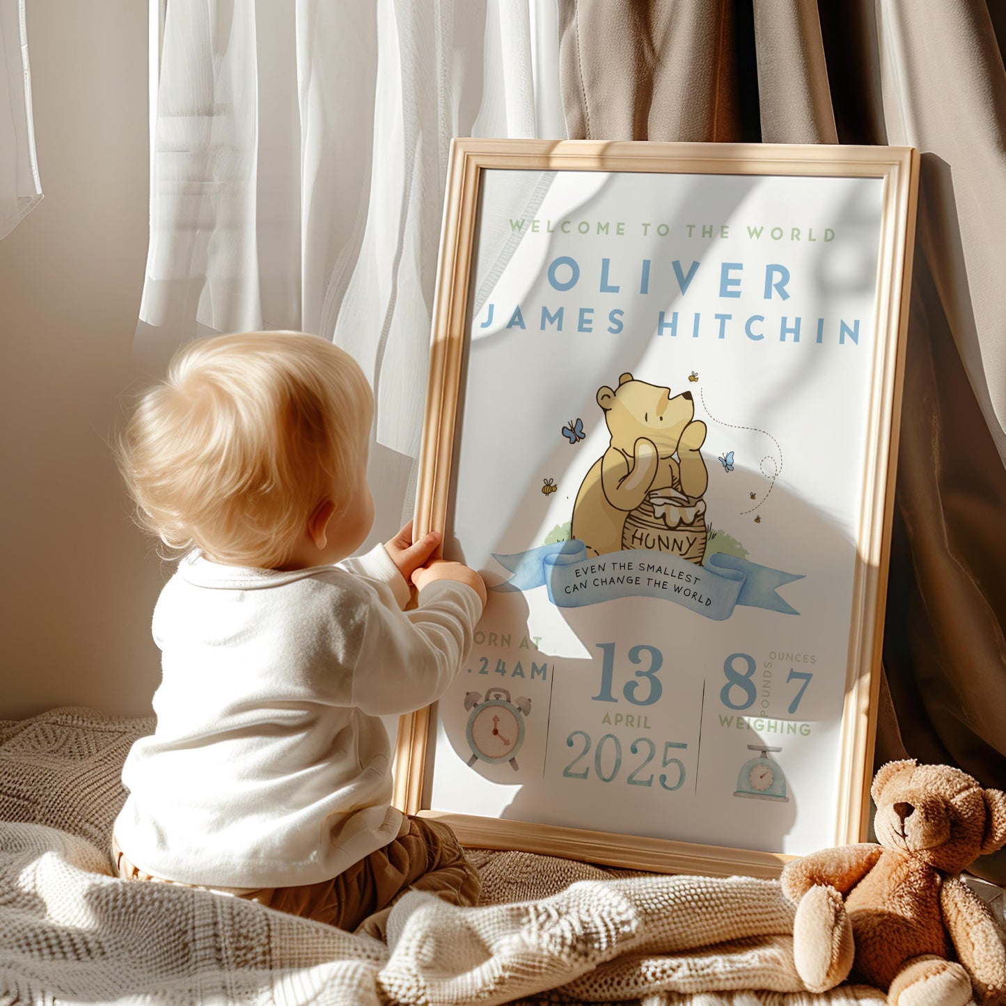 Winnie The Pooh Baby Birth Details Print