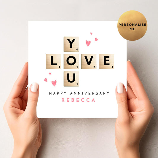 Scrabble Anniversary Card For Her