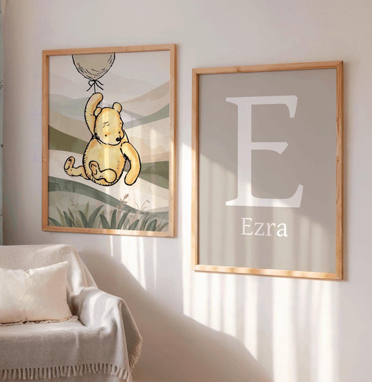 2x Winnie The Pooh Nursery Prints