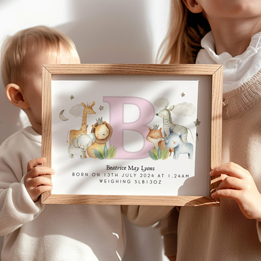 Safari Baby Birth Details Print