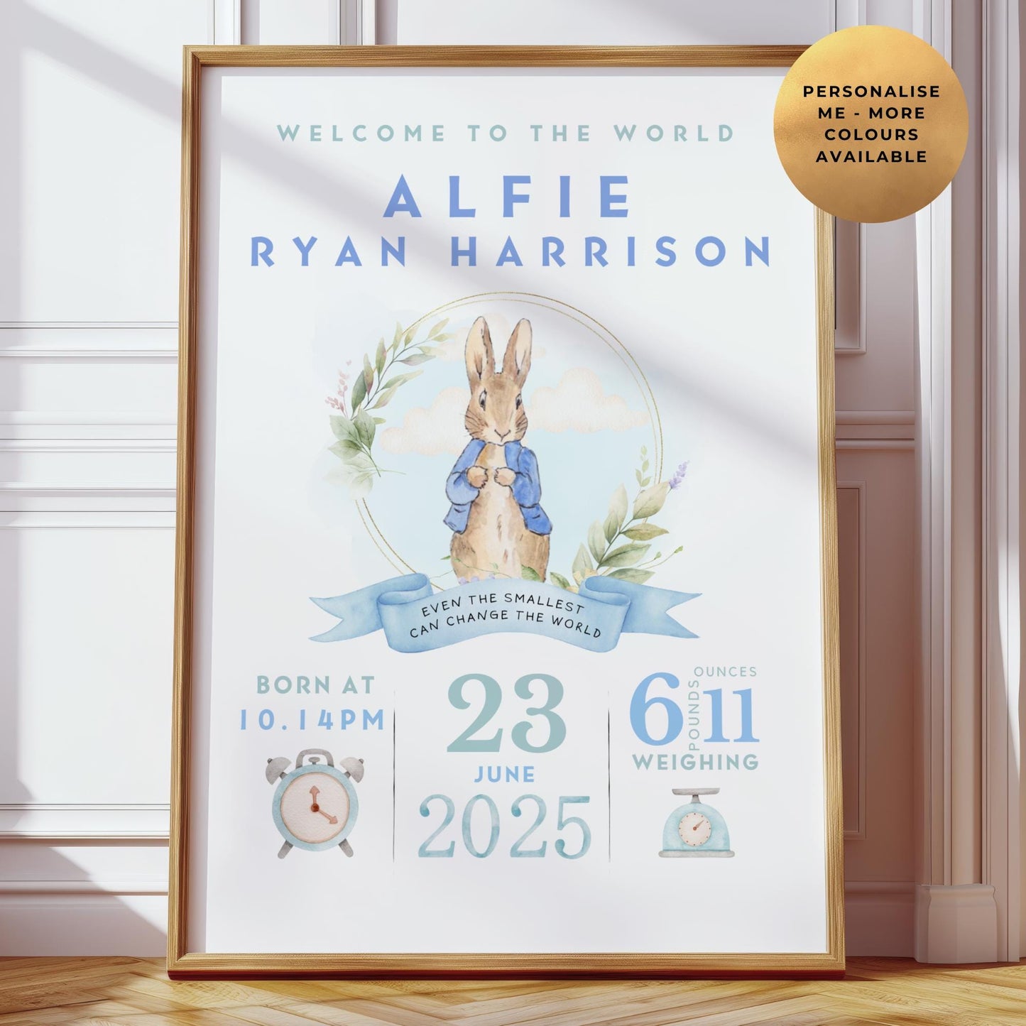 Peter Rabbit New Baby Birth Details Print