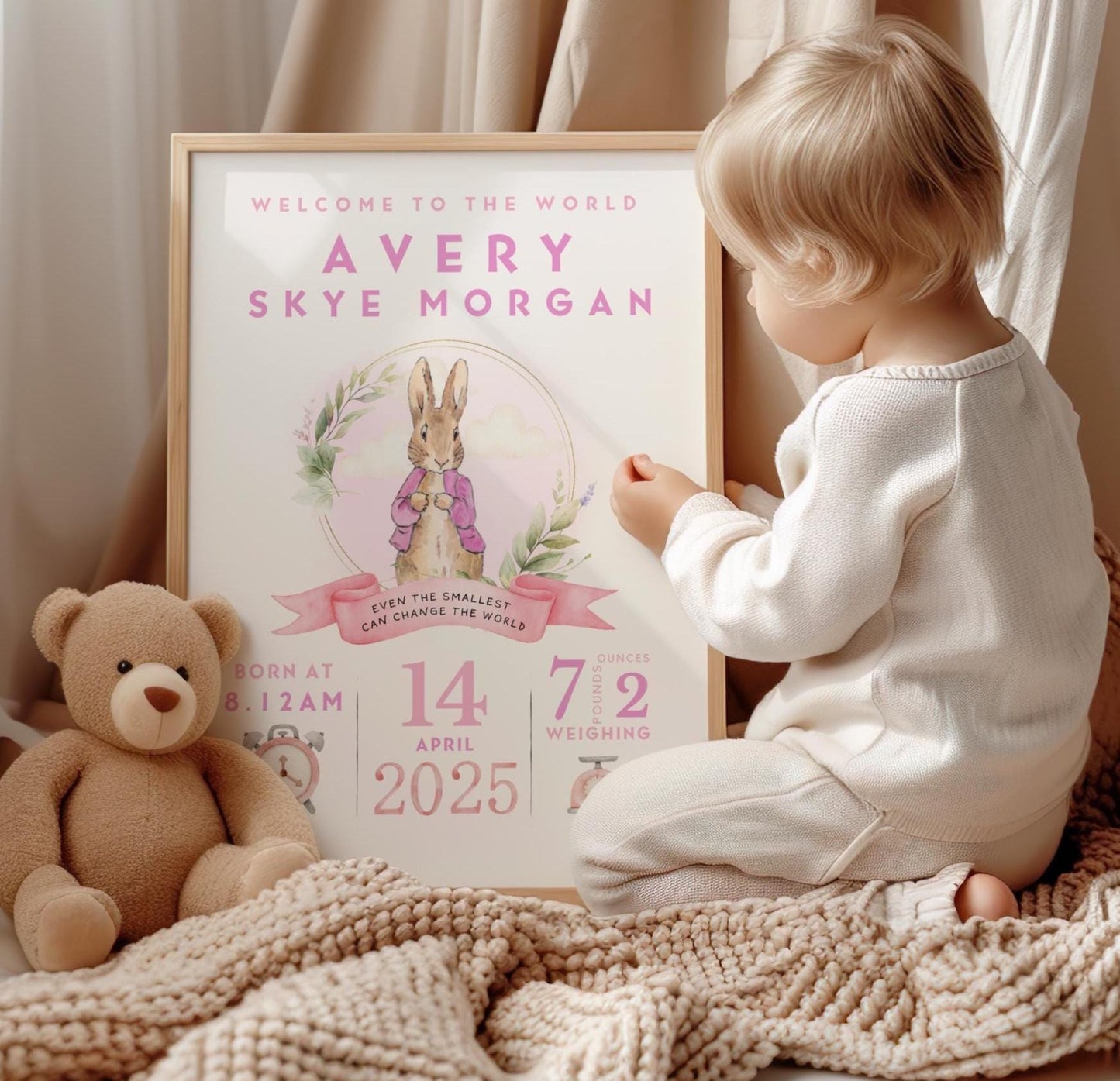 Peter Rabbit Birth Details Baby Print