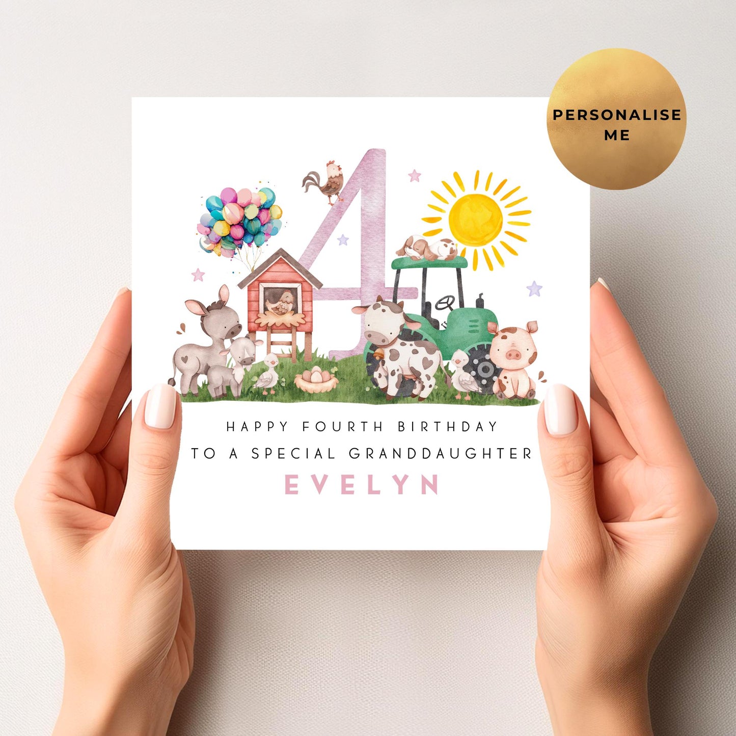 Farm Yard Birthday Card For Little Girl