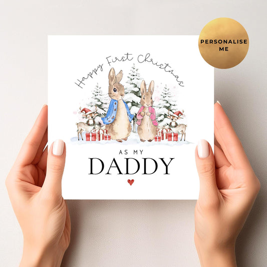 Peter Rabbit Happy First Christmas As My Daddy Card
