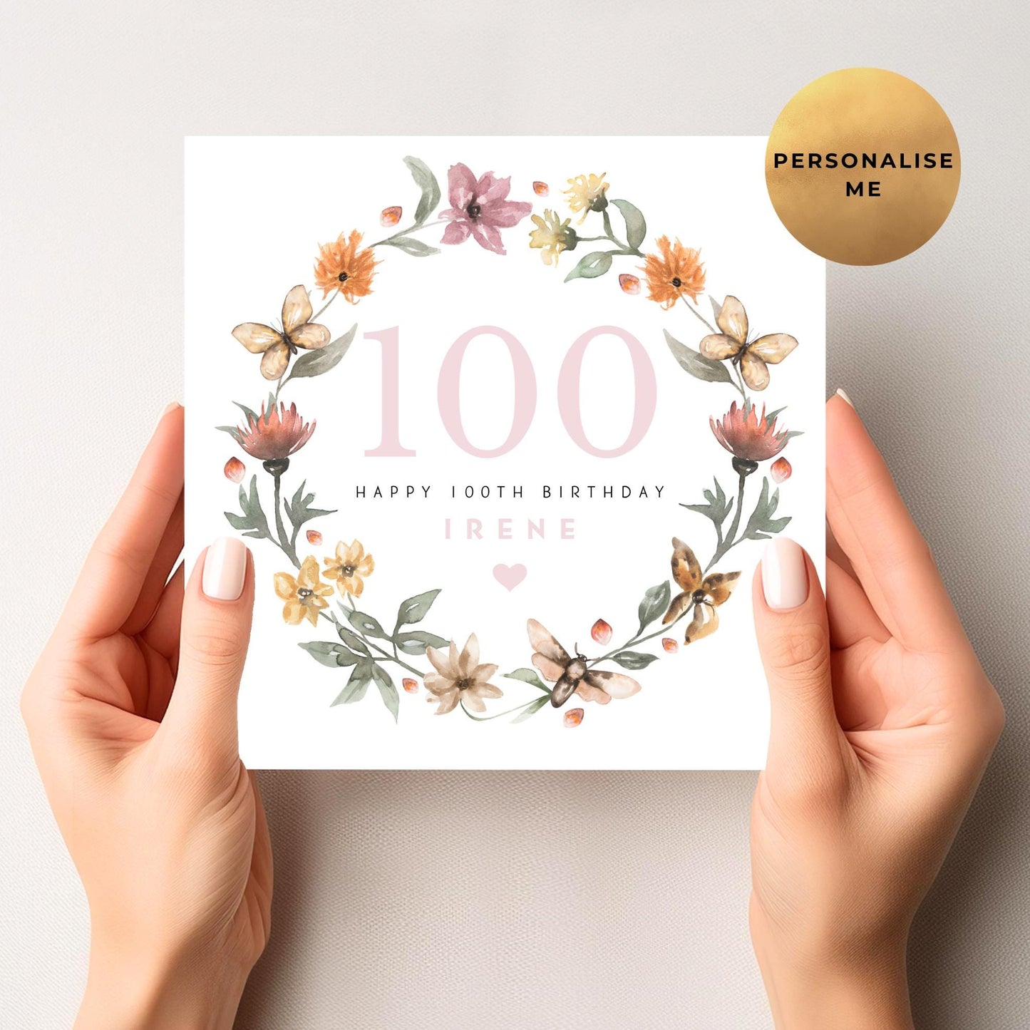 Floral 100th Birthday Card