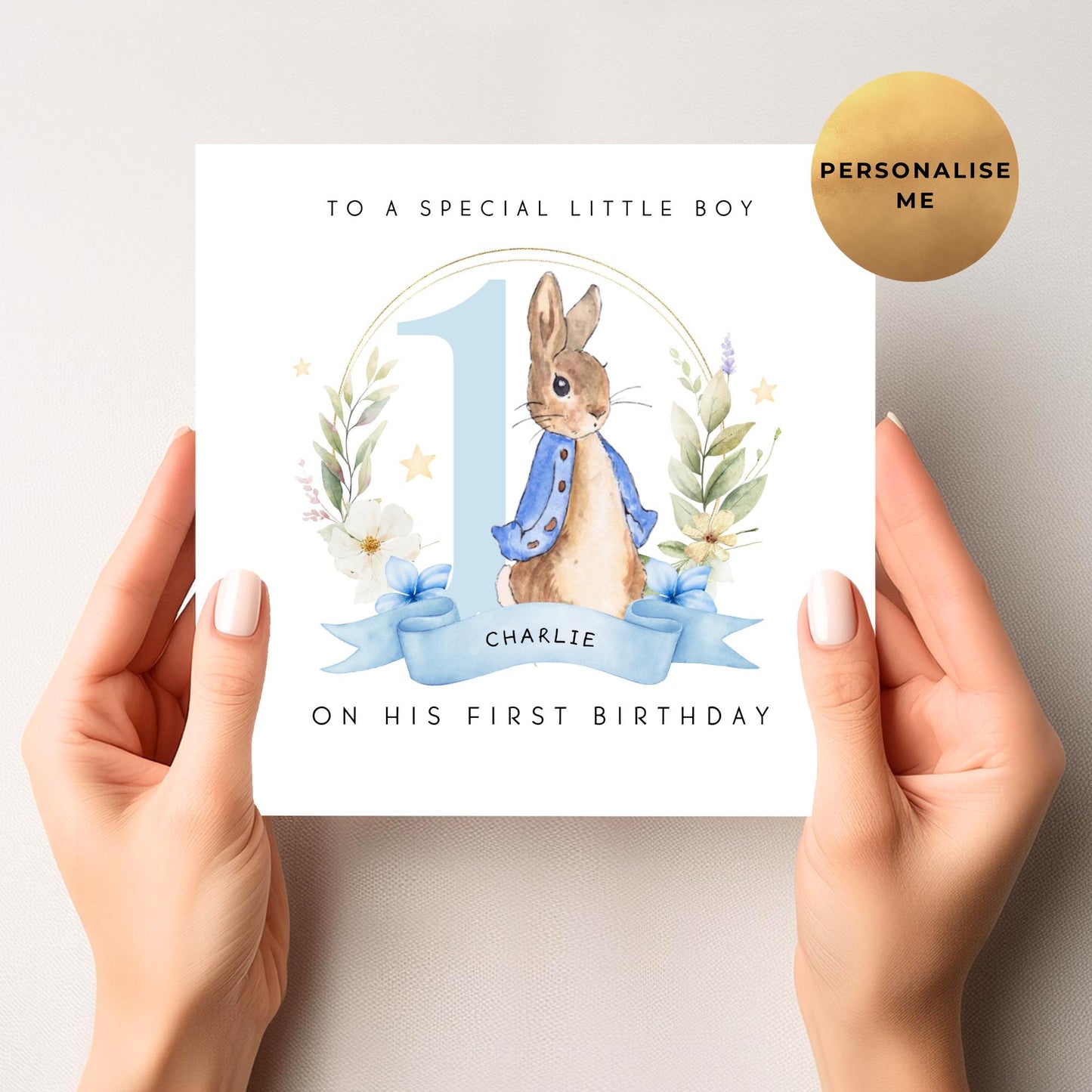 Peter Rabbit First Birthday Card