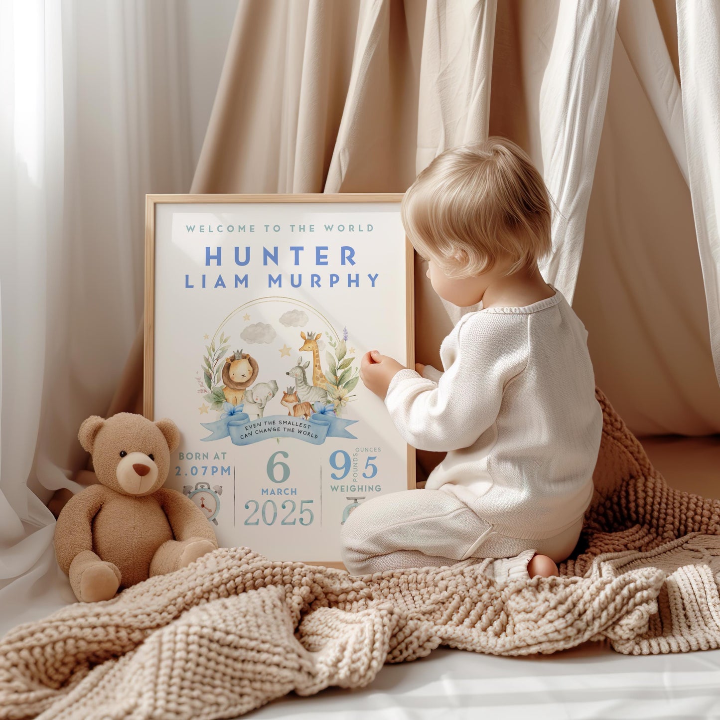 Safari New Baby Birth Details Print