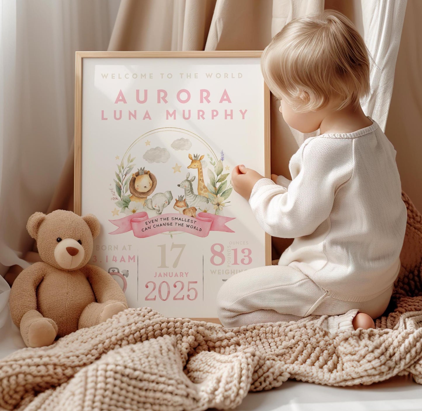 Safari New Baby Birth Details Print